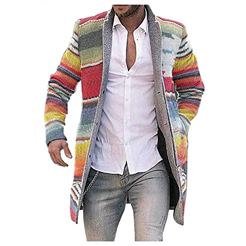 Berimaterry Abrigos Hombre Larga de Paño de Lana Ropa Hombre Invierno Rebecas Hombre Señores Elegantes Chaqueta Hombre Cuello Mao Cárdigans Hombre Casual Originales Baratos Bolsillo Abrigos de Hombre