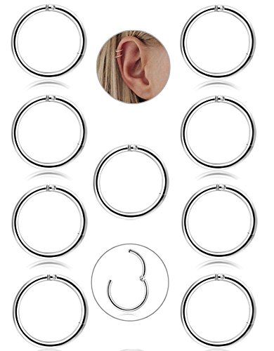 Besteel 9 Unids 16G de Acero Inoxidable Nariz Piercing Aro Pendientes para Las Mujeres Niñas Anillo de Piercing de Nariz Pierna del Labio joyería del Cuerpo 10mm