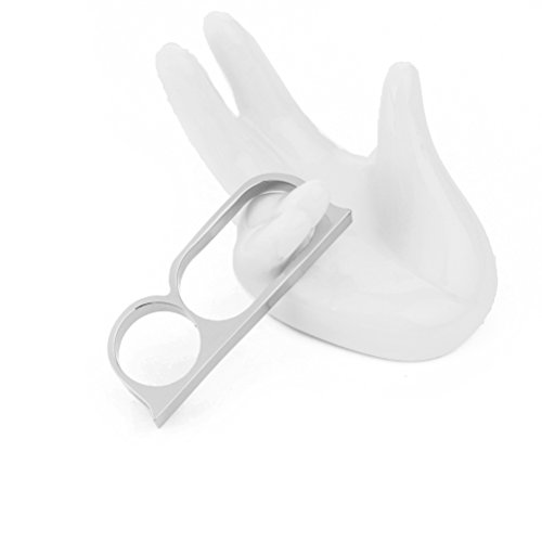 BESTOYARD - Anillo de metal para dos dedos, joya para los dedos, para mujeres y hombres (plata)