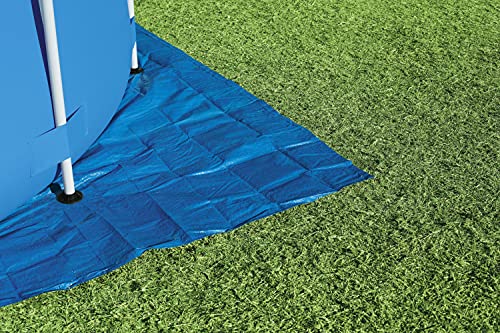 BESTWAY 58001 - Tapiz de Suelo para Piscina 335x335 cm de PVC Resistente Forma Cuadrada Para Piscinas Redondas de 305 cm de Diámetro Color Azul Fácil Instalación