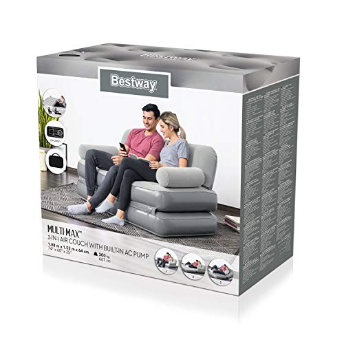 Bestway Sillón de Relax y Tumbona, Gris, 188 x 152 x 64 cm