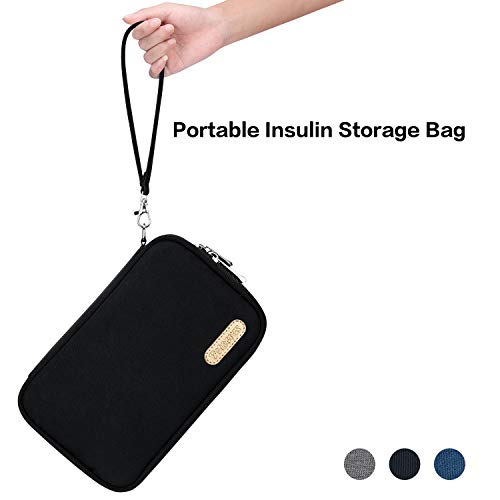 Betoores Bolso para Diabetic Kit, Medicamentos Organizador Estuche para Tiras Reactivas para Azúcar en Sangre, Insulin Plumas y Otros Diabéticos Suministros - Negro