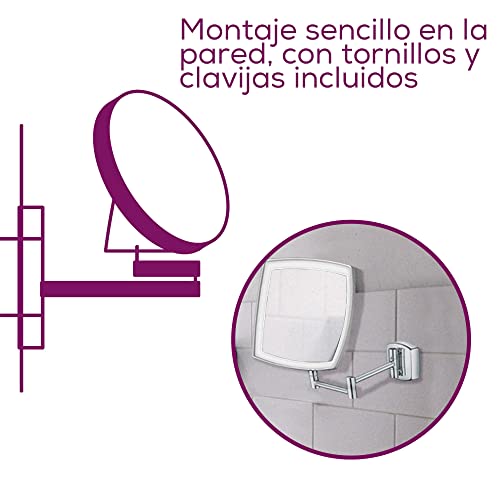 Beurer BS 89 Espejo cosmético LED, iluminado, para montaje en pared, 5 aumentos