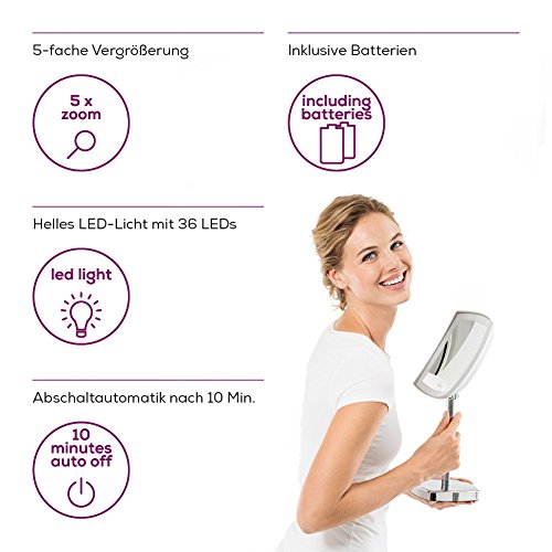 Beurer BS-99, Bs-99 - Espejo Cosmético Con Luz, Plata, Pack de 1