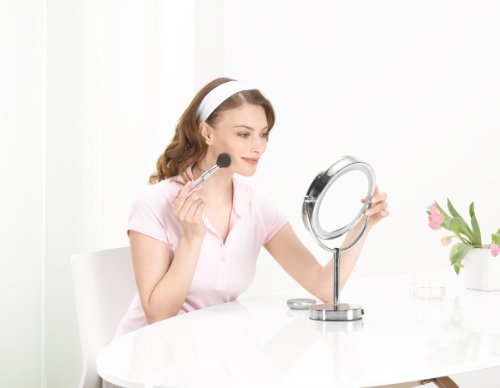Beurer BS69 - Espejo maquillaje con luz, pivotante, con luz LED brillante, color plata