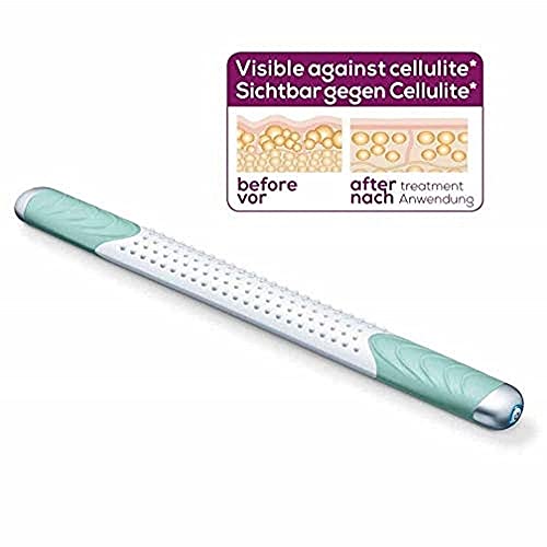 Beurer CM100 - Bastón masajeador para celulitis, 2 programas de masaje y 3 niveles de intensidad, apagado automático 15 mins, batería litio, color blanco y verde