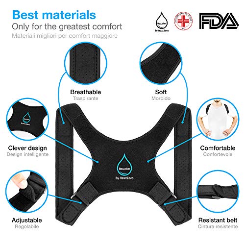 BEWATER™ Corrector de Postura Espalda - Nueva versión 3.0 - Espalda Recta Mujer Hombre Niños – Enderezador de Espalda Transpirable - Corrector Postural Ajustable