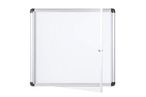 Bi-Office Boletín Enclore Extra, Superficie magnética en acero lacado, Tablón de anuncios con puerta con bisagras para aluminio interior, 748 x 686 mm - 6xA4