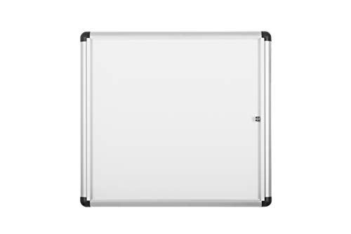 Bi-Office Boletín Enclore Extra, Superficie magnética en acero lacado, Tablón de anuncios con puerta con bisagras para aluminio interior, 748 x 686 mm - 6xA4