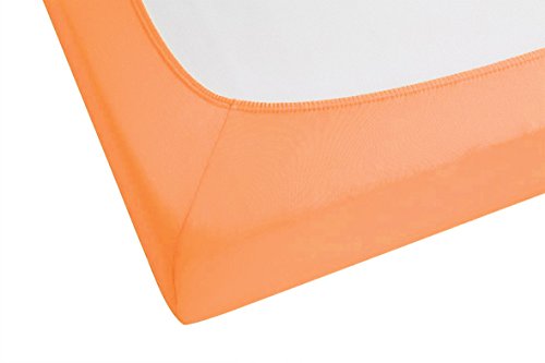 biberna Sábana Bajera Adjustable Jersey-Elastic (Altura del colchón máx.25 cm) 1x 90x190 cm - 100x220 cm, nectarina