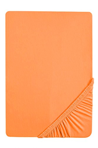 biberna Sábana Bajera Adjustable Jersey-Elastic (Altura del colchón máx.25 cm) 1x 90x190 cm - 100x220 cm, nectarina