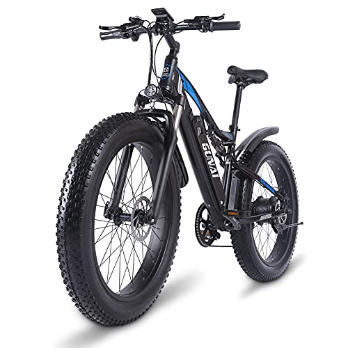 Bicicleta eléctrica GUNAI 26 '' 4.0 Fat Tire Mountain E-Bike 48V con batería extraíble de Iones de Litio de 17AH y Doble absorción de Impactos