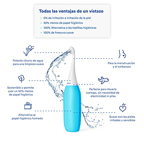Bidé portátil original HAPPYPO en varios colores I El Easy-Bidé 2.0 sustituye toallitas húmedas y el inodoro con ducha I Bidé móvil para viajes con bolsa de viaje I Ducha íntima I ahorra papel