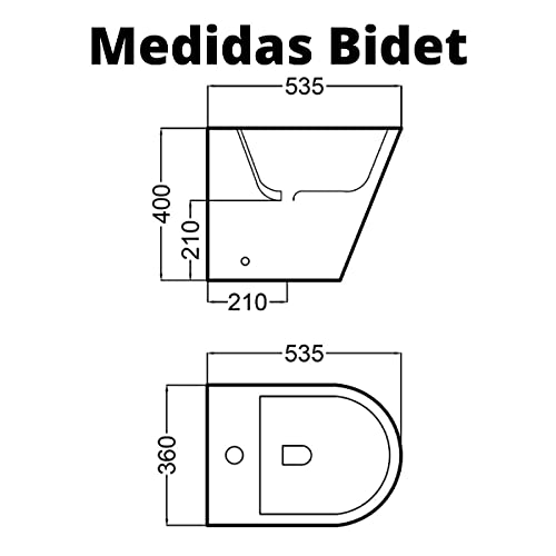 Bidet a Suelo de Baño Moderno Redondo - Bidé Cerámico Blanco a Juego con inodoro Redondo -Sin tapa y Fácil Limpieza GINO ( Solo Bidet)