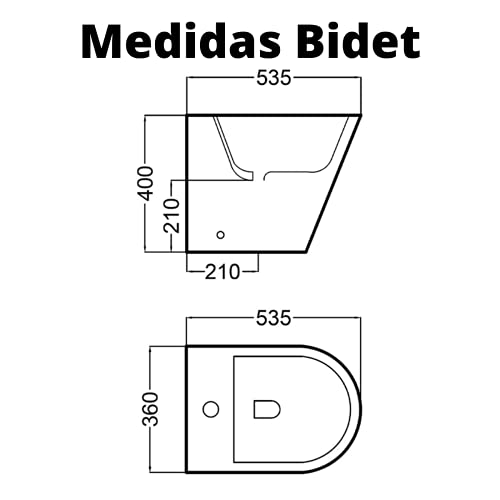 Bidet a Suelo de Baño Moderno Redondo - Bidé Cerámico Blanco a Juego con inodoro Redondo -Sin tapa y Fácil Limpieza GINO (Solo Bidet)