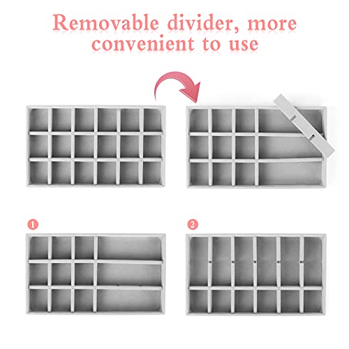 Bigxin 2Pcs Bandejas de Joyas Organizador de Anillos y Pendientes, Cajas para Joyas Estuche de Joyas con 18 Compartimentos, con Forro de Terciopelo, Joyero Mujer Pendientes (21*12*2.5CM)