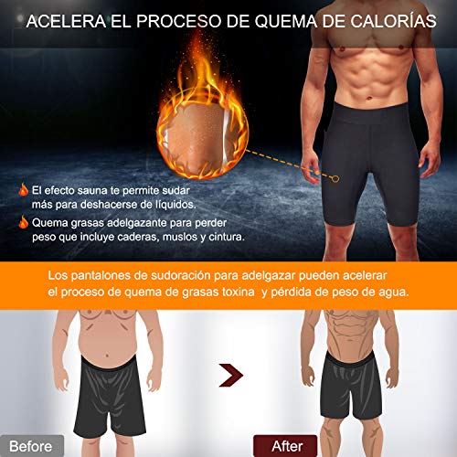 Bingrong Pantalones Cortos para Hombre Pantalón de Sudoración Pantalones de Neopreno para Ejercicio para Deportivo (Negro, X-Large)