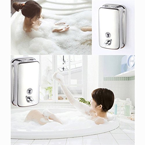 Binnan Dispensador de Jabón Líquido Manual para en Pared, Acero Inoxidable 500ml