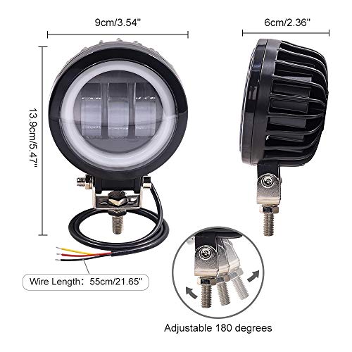 Biqing 2PCS Faros Auxiliares de Moto,40W Luz Antiniebla para Motocicleta Luces Adicionales LED Faros para Todo Terreno Luces de Circulación Diurna 12V/24V 3700LM para camión 4x4 Suv Atv Tractor