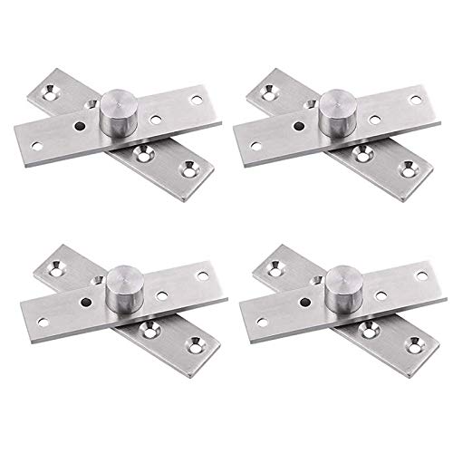 Bisagra Giratoria 4 PCS Bisagras para Puertas, Bisagra Giratoria de Acero Inoxidable para Puerta Oculta, Bisagra de Pivote de 360 Grados para Gabinete de Ventana de Puerta 75x17mm, Acabado Cepillado