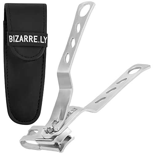 Bizarre.ly Corta Uñas Acero Inoxidable con Estuche 9,9 cm Corta Uñas Adulto Cabezal Giratorio 360 Grados – Resistente Cortauñas hombre y Mujer para Uñas Gruesas – Uñas de las Manos y de los Pies