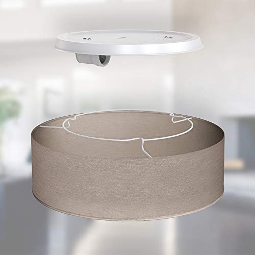 B.K.Licht I lámpara de techo I lámpara de techo de tela I lámpara de oficina I pantalla textil I E27 I 1 llama I Ø30cm I topo I sin bombilla