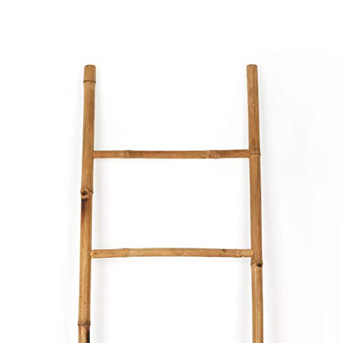Black Velvet Studio Escalera I Love Bambu, toallero Estante para baño, 5 peldaños, Estilo étnico, Perchero Elegante, Natural, Ligero, Soporte Perchero, bambú, Color Natural, 150x50x4 cm.