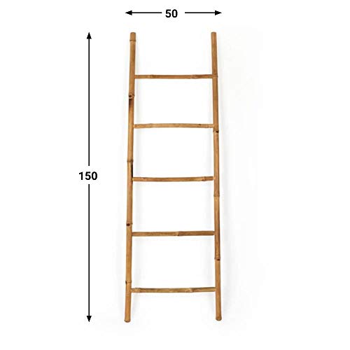 Black Velvet Studio Escalera I Love Bambu, toallero Estante para baño, 5 peldaños, Estilo étnico, Perchero Elegante, Natural, Ligero, Soporte Perchero, bambú, Color Natural, 150x50x4 cm.