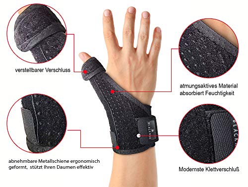 BLACKROX POLLEXA V1 - Vendaje para pulgar (para mano derecha e izquierda), color negro