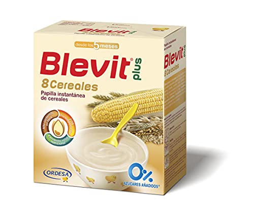 Blevit Plus 8 Cereales - Papilla de Cereales para Bebé con Harina de Avena y Harina de Trigo - Sin Azúcares Añadidos - Ayuda a regular el tránsito intestinal - Desde los 5 meses - 600g