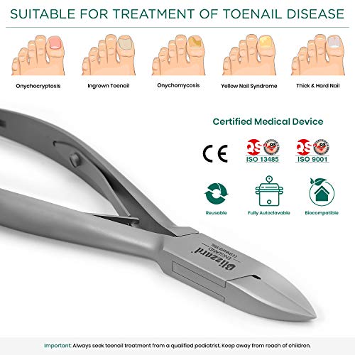 Blizzard Podología Cortauñas De Pies - Profesional Pedicura Cortador Con Mangos Suaves -14.5cm Alemán Acero Inoxidable s - CE Aprobado Cortauñas De Pies