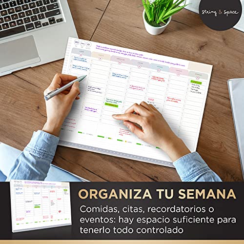 Bloc de Notas Semanal - Organizador de Listas de Tareas que Hacer - Planificador Diario con Notas Adhesivas - 40 Hojas, 30x40cm