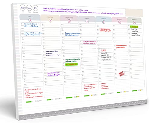 Bloc de Notas Semanal - Organizador de Listas de Tareas que Hacer - Planificador Diario con Notas Adhesivas - 40 Hojas, 30x40cm