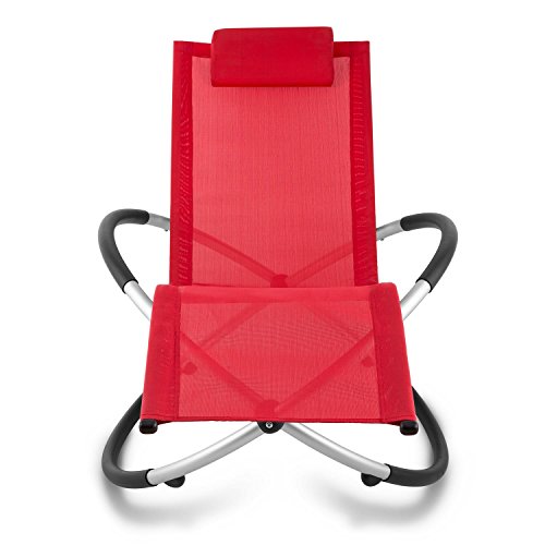 Blumfeldt Chilly Billy Tumbona para jardín (Hamaca Plegable, hasta 120 Kg, ergonómica, Estructura Aluminio, Patas Redondeadas, Tejido sintético Transpirable, Playa, Piscina, balcón, Mecedora roja)