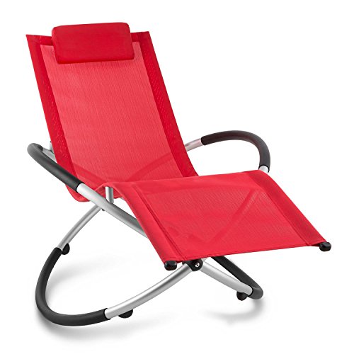 Blumfeldt Chilly Billy Tumbona para jardín (Hamaca Plegable, hasta 120 Kg, ergonómica, Estructura Aluminio, Patas Redondeadas, Tejido sintético Transpirable, Playa, Piscina, balcón, Mecedora roja)