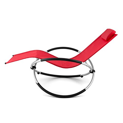 Blumfeldt Chilly Billy Tumbona para jardín (Hamaca Plegable, hasta 120 Kg, ergonómica, Estructura Aluminio, Patas Redondeadas, Tejido sintético Transpirable, Playa, Piscina, balcón, Mecedora roja)