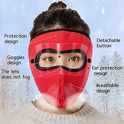 BMDHA Mascarillas, Mascarilla Facial Completa Gafas De ProteccióN A Prueba De Viento Y Antivaho Retirable Ciclismo Al Aire Libre, Caretas Mantente Caliente En Invierno VellóN Polar Engrosado