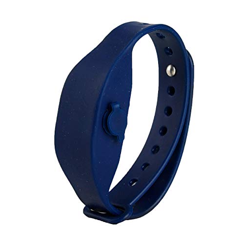 BMS Kit Pulsera dispensadora de Gel Hidroalcohólico desinfectante de Manos Azul Marino + Bolígrafo Dispensador de Gel Hidroalcohólico Azul Marino
