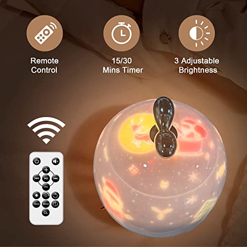 BNEHHOV Lámpara Proyector Infantil Lámpara Proyector Estrellas 6 Modos 360°Rotación con Control Remoto 8 Sonidos de Musica Relajante para Niños y Bebés Cumpleaños Vacaciones Romanticas Navidad