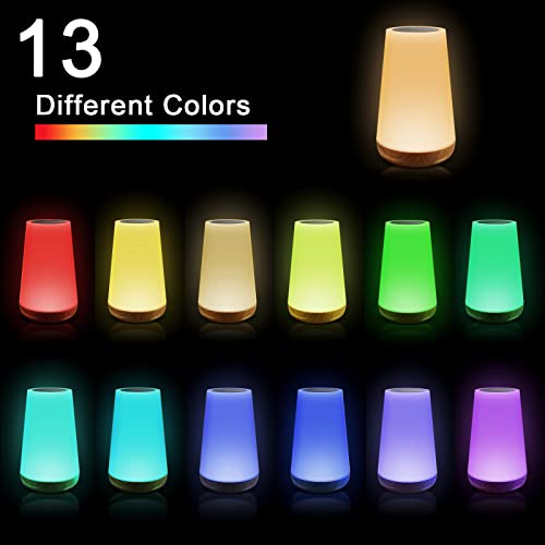 BNGXR Luz Nocturna LED,Lámpara de Mesita de Noche,Lámpara Nocturna de Control Táctil con Control Remoto,Temporizador, USB Recargable, Cambio de 13 Colores,Luz Nocturna de LED para Dormitorio,Cámping