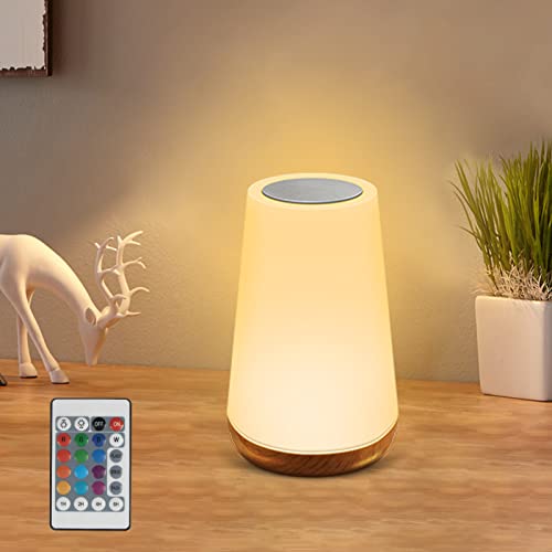BNGXR Luz Nocturna LED,Lámpara de Mesita de Noche,Lámpara Nocturna de Control Táctil con Control Remoto,Temporizador, USB Recargable, Cambio de 13 Colores,Luz Nocturna de LED para Dormitorio,Cámping
