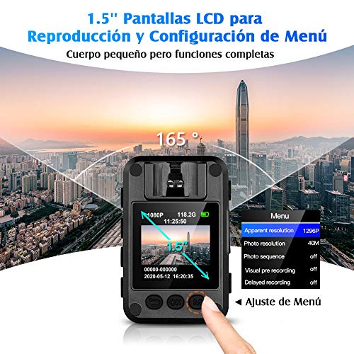 BOBLOV N9 Cámara Corporal, Cámara del Cuerpo para Policía Pequeña Portátil con Visión Nocturna Full HD 1296P para Protección Diaria y Aplicación de la Ley( No Incluye Tarjeta SD)