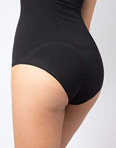 Body Reductor SIN Costuras | Faja MODELANTE DE Mujer | S M L XL XXL | Blanco, Negro, Natural | LENCERÍA Italiana | (L, Negro)