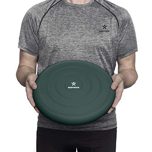 BODYMATE Cojín de Equilibrio Comfort con bombín, diámetro 33 cm | Cojín propioceptivo, cojín inestable, cojín de Asiento | Entrenamiento de Tronco, Espalda, Fitness, rehabilitación, coordinación