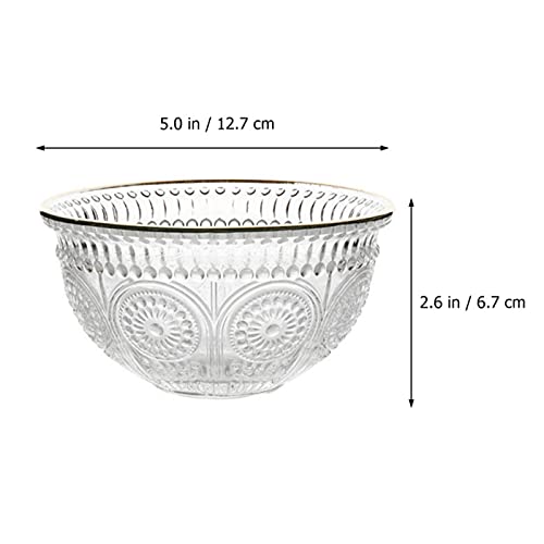 Bol de Vidrio Cuenco de vidrio Retro Postre Cuenco en relieve Cuenco de cristal Ensalada Exquisita Ensalada Sirviendo Cuenco para fruta, cereal, mezcla de harina, crema, dulces, yogurt Cuenco de Crist