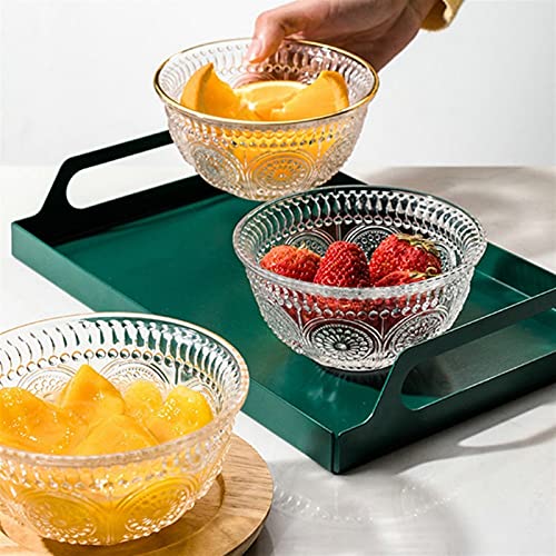 Bol de Vidrio Cuenco de vidrio Retro Postre Cuenco en relieve Cuenco de cristal Ensalada Exquisita Ensalada Sirviendo Cuenco para fruta, cereal, mezcla de harina, crema, dulces, yogurt Cuenco de Crist