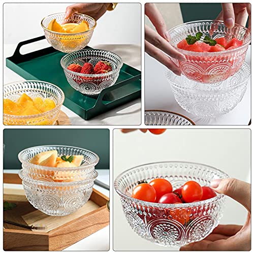 Bol de Vidrio Cuenco de vidrio Retro Postre Cuenco en relieve Cuenco de cristal Ensalada Exquisita Ensalada Sirviendo Cuenco para fruta, cereal, mezcla de harina, crema, dulces, yogurt Cuenco de Crist