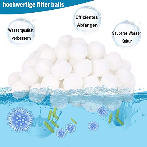 Bolas Filtro para Piscina,700g Bolas de Filtro Depuradora Piscina Remplazar 25 kg de Arena de Filtro Filtro de Fibra para Filtro de Piscina Bolas de Filtro e Arena de Acuario