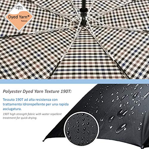 BOLERO Paraguas Portátil Mini Plegable Grande, Antiviento y Automático - Apertura y Cierre Automático - Windproof - Tejido Yanday Filato