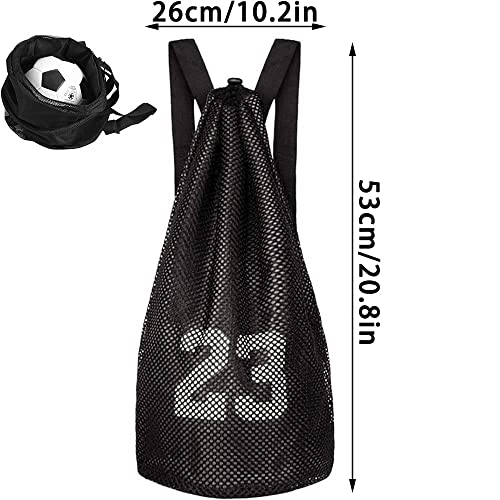 Bolsa de Baloncesto, Bolsa de Fútbol con Cordón, Bolsa de Voleibol de Fútbol, Mochila de Malla Multiusos con Correa Ajustable, para Baloncesto, Fitness, Deportes, Entrenamiento (Negro)